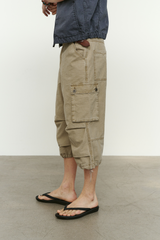Vintage Military Capri Cargo Pants (Washed Beige)