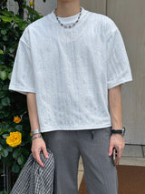 ASCLO ジャカード クロップ半袖 Tシャツ(3color)