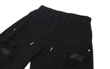 destroyed side tuck sweat pants (black)