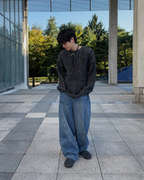 Low curve cargo denim jeans (Black)