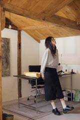 U-neck crop sweatshirt / Melange
