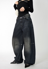devil black over denim pants