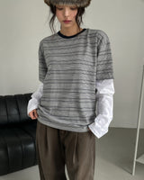 キンダー マルチストライプ レイヤード ロングスリーブ