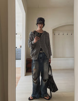 Via See-through Knit Hood Zip-up
