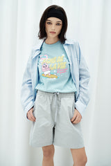 25SS ウーマンサーフィンオパンチュウサギスタンダード半袖Tシャツ スカイブルー