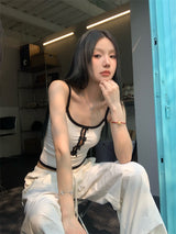 Center ribbon slit sleeveless top