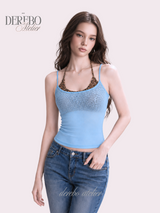 Sky Leopard See-Through Sleeveless Top