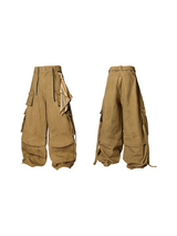 RELABEL Spatial Relations (Quartet) Eight-pocket Overlapping Detachable Distressed マルチカラーダブルジョイントワークウェアリボンパンツ