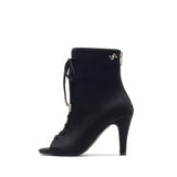 Basic Suede Open Toe Heel(Black)