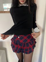 クラシックなカラーコンビネーションカラーのスリムフィット長袖ニット (3 colors)