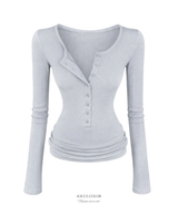 Slim Rib Button Top (3color)