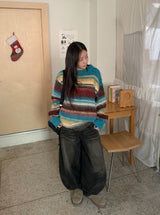[unisex] ハデットモヘアストライプウールニット