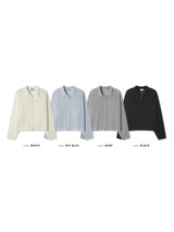 クロップドニット パンチング ジップアップ 4COLOR