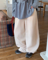 [unisex] ヒロチェックフリースバルーンワイド起毛パンツ