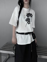 [unisex]フラワープリントオーバーフィット半袖Tシャツ (3color)