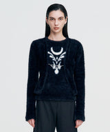 Chain Link Furry Cardigan _ BLACK