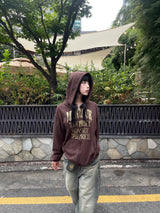 Crack Vintage Lettering Hooded Zip-Up