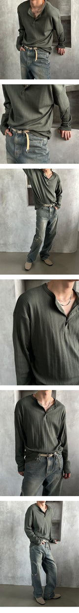 [F/W] Golgi button henry neck long sleeves (4color)