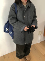 フリルカラーキルティングハーフコート