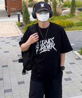 イリューネスレタリングオーバーサイズスプリットショートスリーブTシャツ