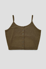 Linen blend Cutout top, Brown