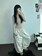 ウール❤スナップバルーンロングワイドパンツ🤎🖤2カラー