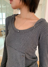 RIVET STRIPE HOOD TEE