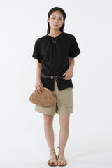 SHIRRED ROUND TOP_BLACK