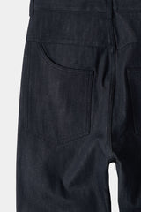 ナチュラルハイウェストバギーフィットデニムパンツ (Navy)