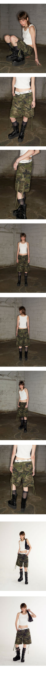 Folded Low-rise Multi Cargo Bermuda Pants (CAMO)