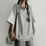 ルーサランセミジップアップカラ半袖Tシャツ