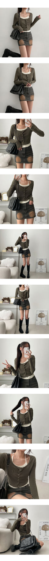 Tins Embroidered Layered Sleeveless Cardigan Set