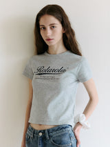 ヴィンテージ クラック ロゴTシャツ グレー