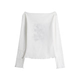 Cross Print ボートネックTシャツ 232790406