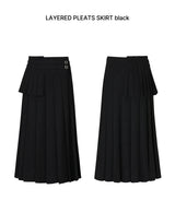 LAYERED PLEATS SKIRT black