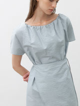 (OP-6265)EMBO STRAP MIINI WRAP DRESS