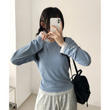 Shea color matching layered slim long sleeve tee