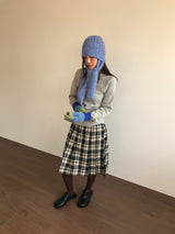 Grunge Button-Up Checkered Skirt (2 Colors)