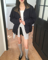 Lichu Collar Oversized Fit Cotton Bomber Jacket