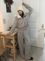 Fur zip-up set