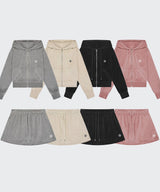 [SET] VELOUR TRAINING HOODZIPUP SKIRT SET UP [4color]