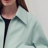 STITCH DETAILED BOMBER JACKET PASTEL MINT