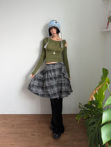 PLAID LAYERED WRAP SKIRT