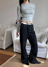 [Unisex] Black golgi flare denim pants