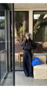 Black beads wool collar short padded coat