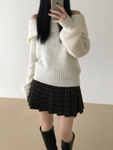 Candle off-shoulder knitwear (3 colors)