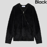 Unbalanced angora zipper knit