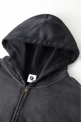 ビンテージスプレーダイドジップアップフーディー Black