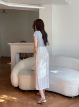 ネオストライプラップロングスカート