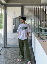 マーレットアイスリネンカーゴバンディングワイドパンツ